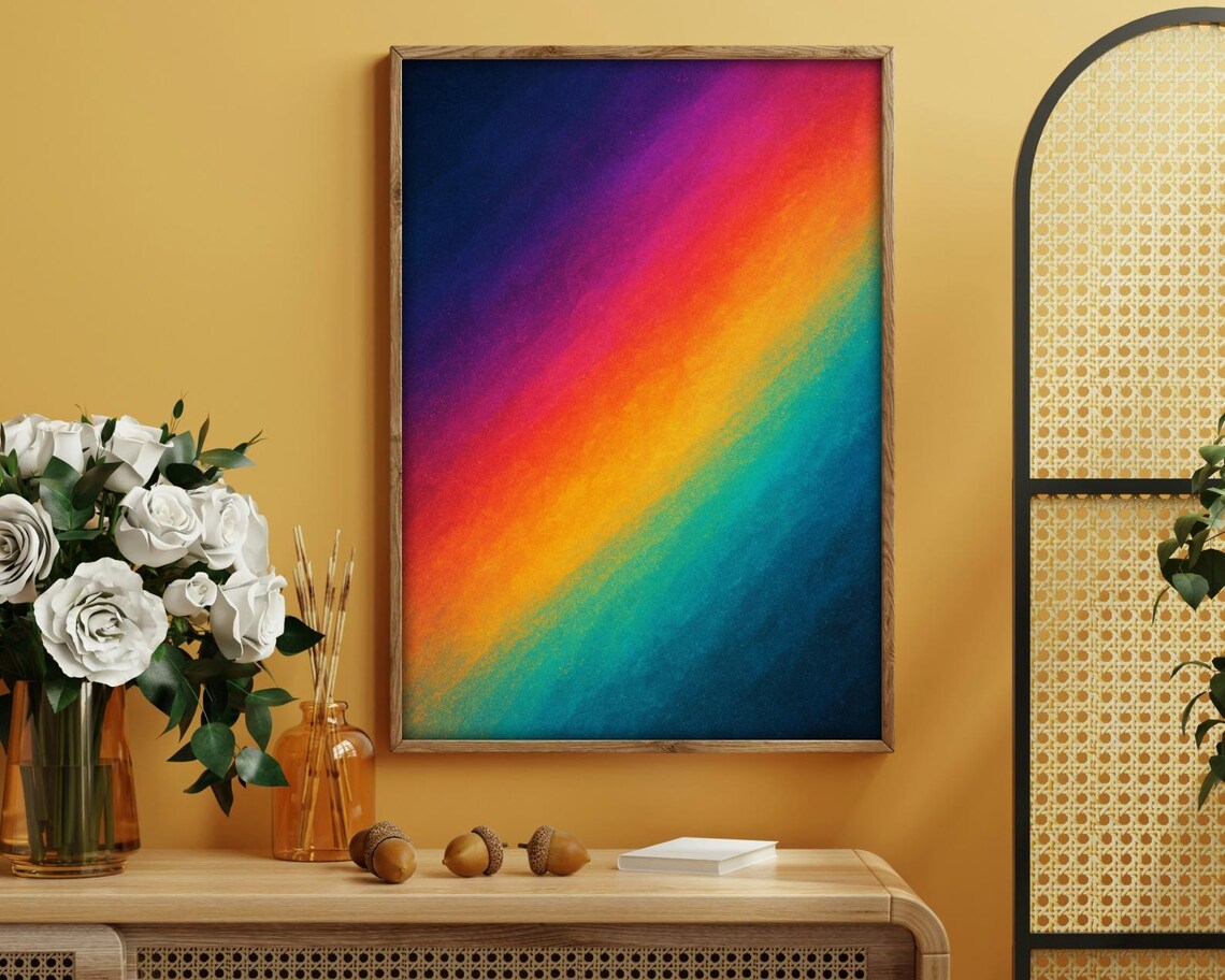 Retro Rainbow Gradient, Textured Vaporwave Poster - Image 4