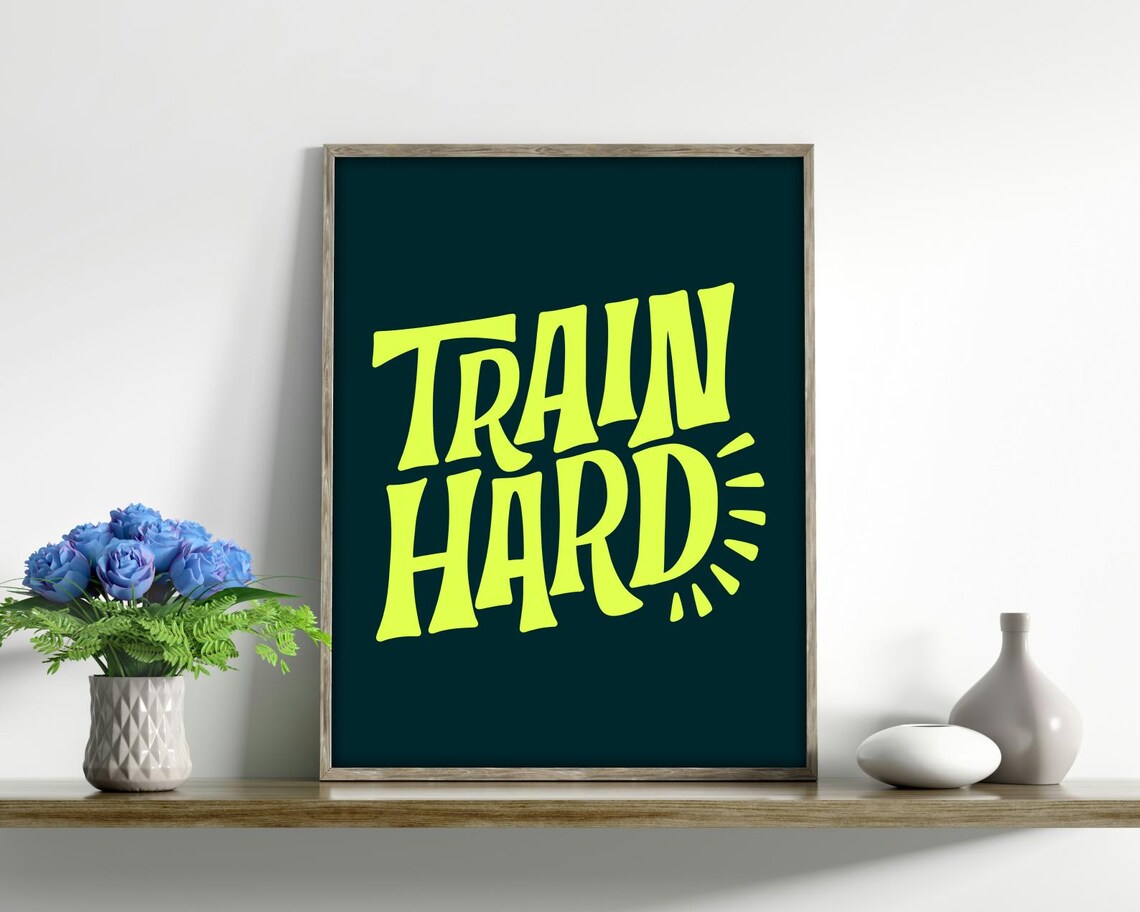 Train Hard Neon Fitness Motivational Poster - Image 2