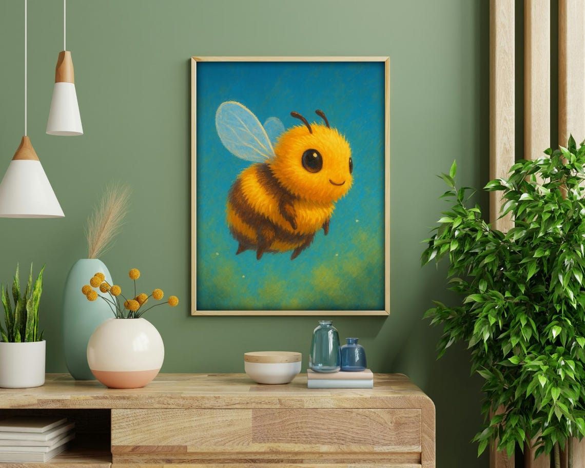 Cute Bee, Insects & Wildlife Art Print