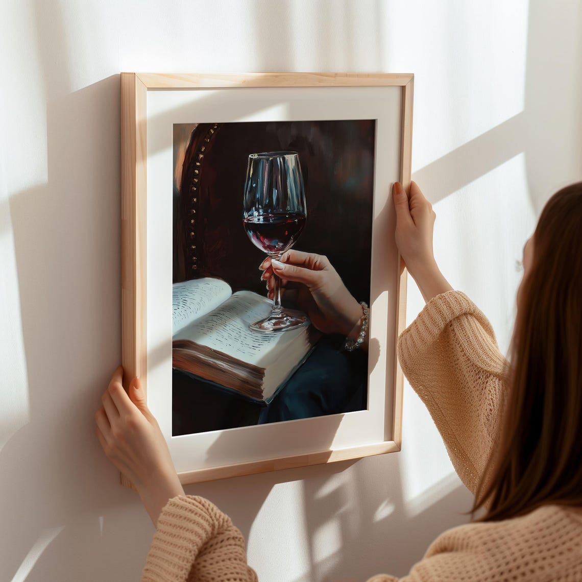 Elegant Hand Holding A Red Wine Glass Over An Open Book Poster - Image 7