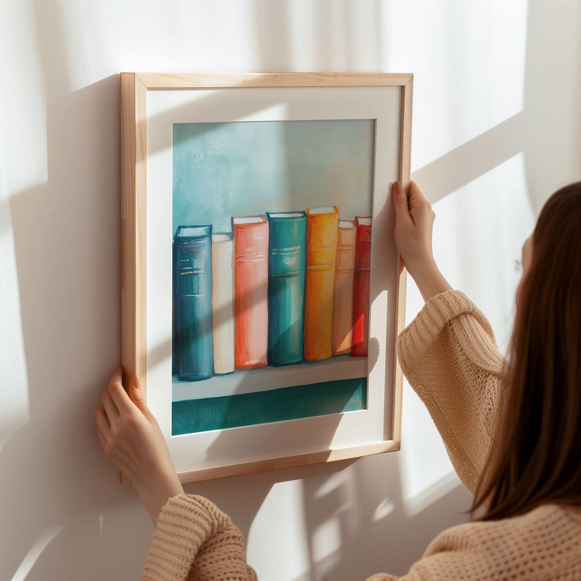 Colorful Painted Bookshelf Row Book Lover Library Decor Poster - Image 7