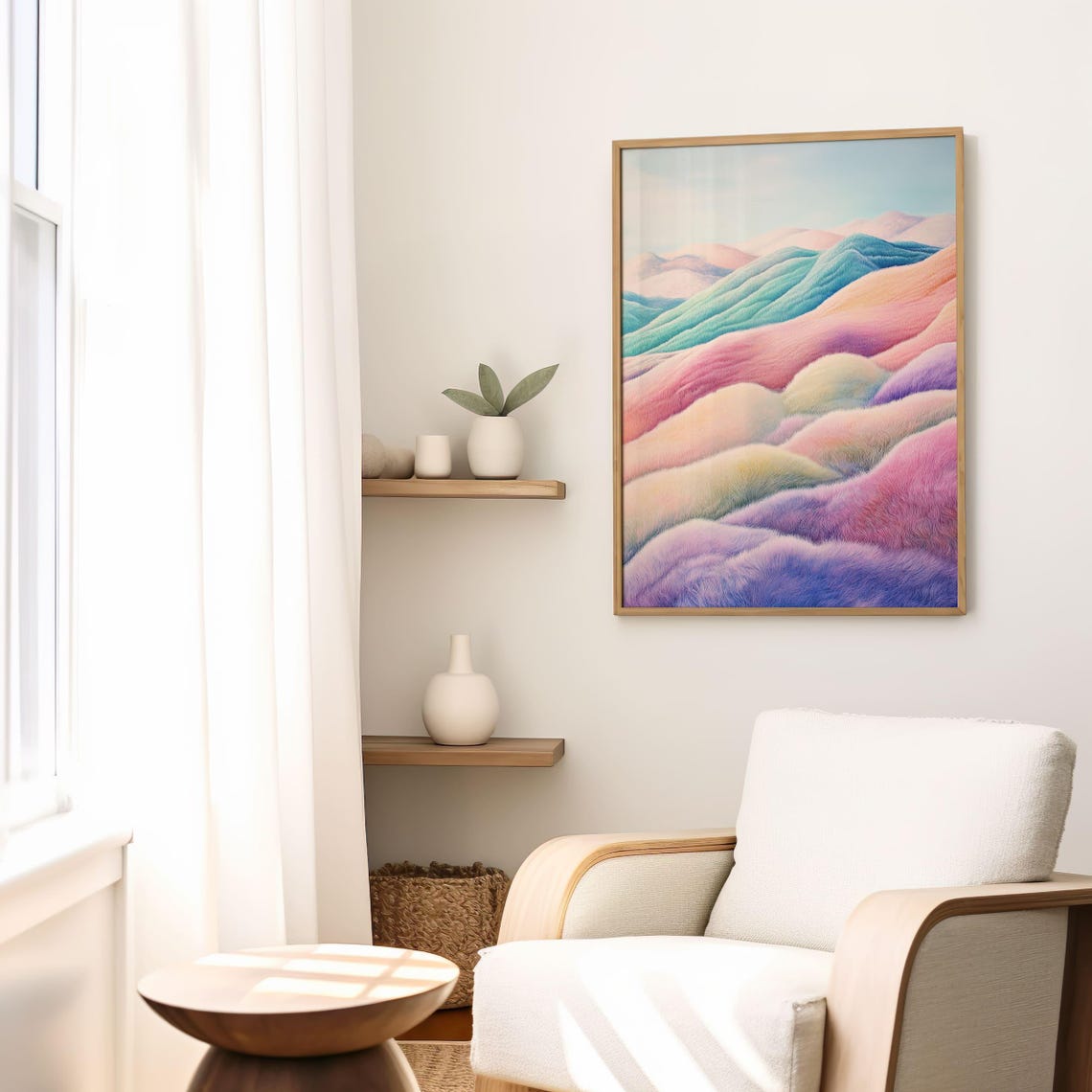 Pastel Rainbow Rolling Hills Dreamy Abstract Landscape Poster - Image 5
