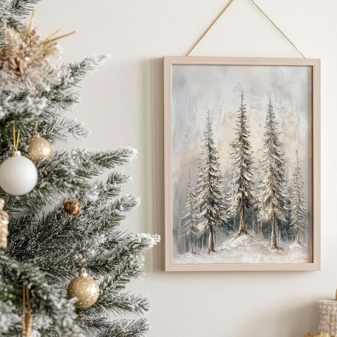 Pine Tree Winter Forest Abstract Landscape Art Print - Image 5