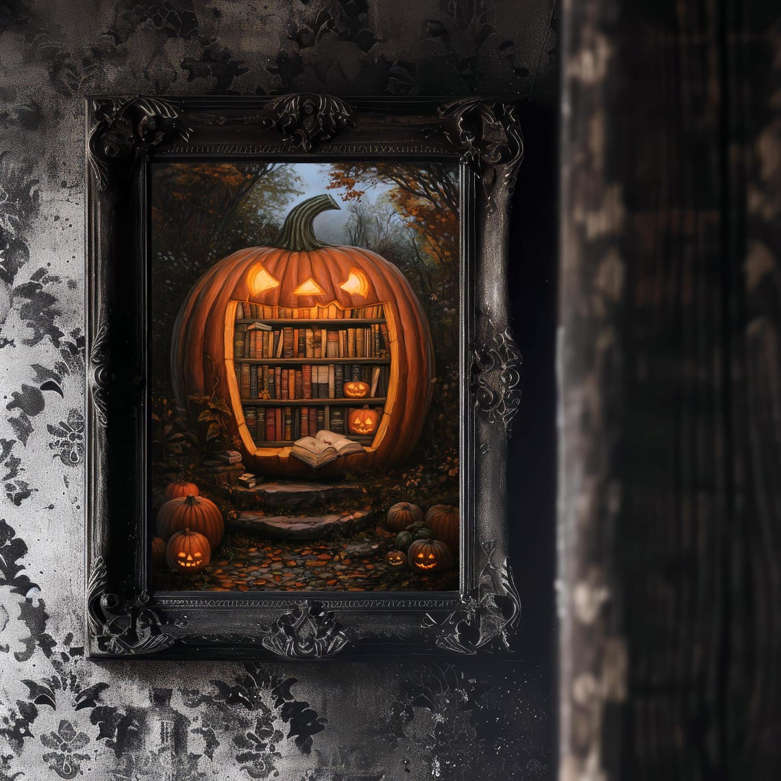 Giant Jack-O-Lantern Secret Library Halloween Spooky Books Poster - Image 5