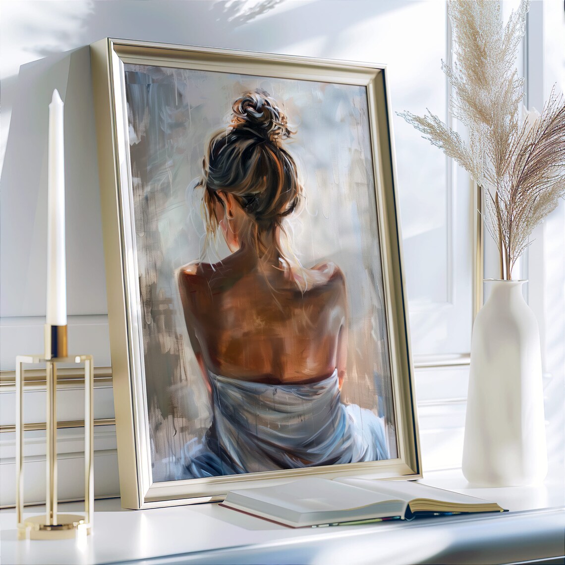 Woman With Hair Bun Wrapped In A Towel Impressionist Art Poster - Image 8