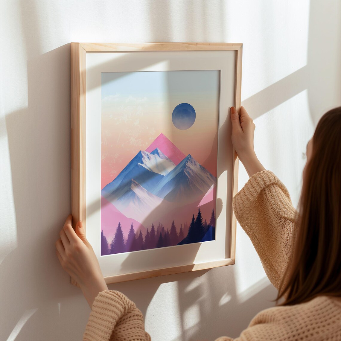 Abstract Mountain Pastel Landscape, Modern Nature Art - Image 7