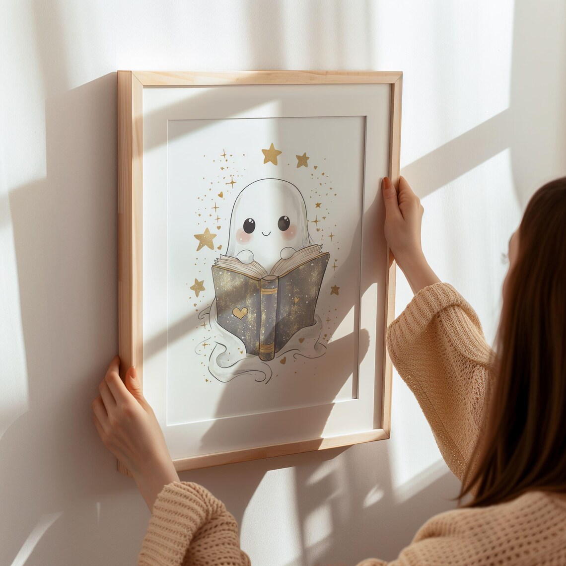 Cute Ghost Reading Book Art Print Halloween Wall Art Adorable Book Lover Decor Whimsical Ghost Art - Image 8