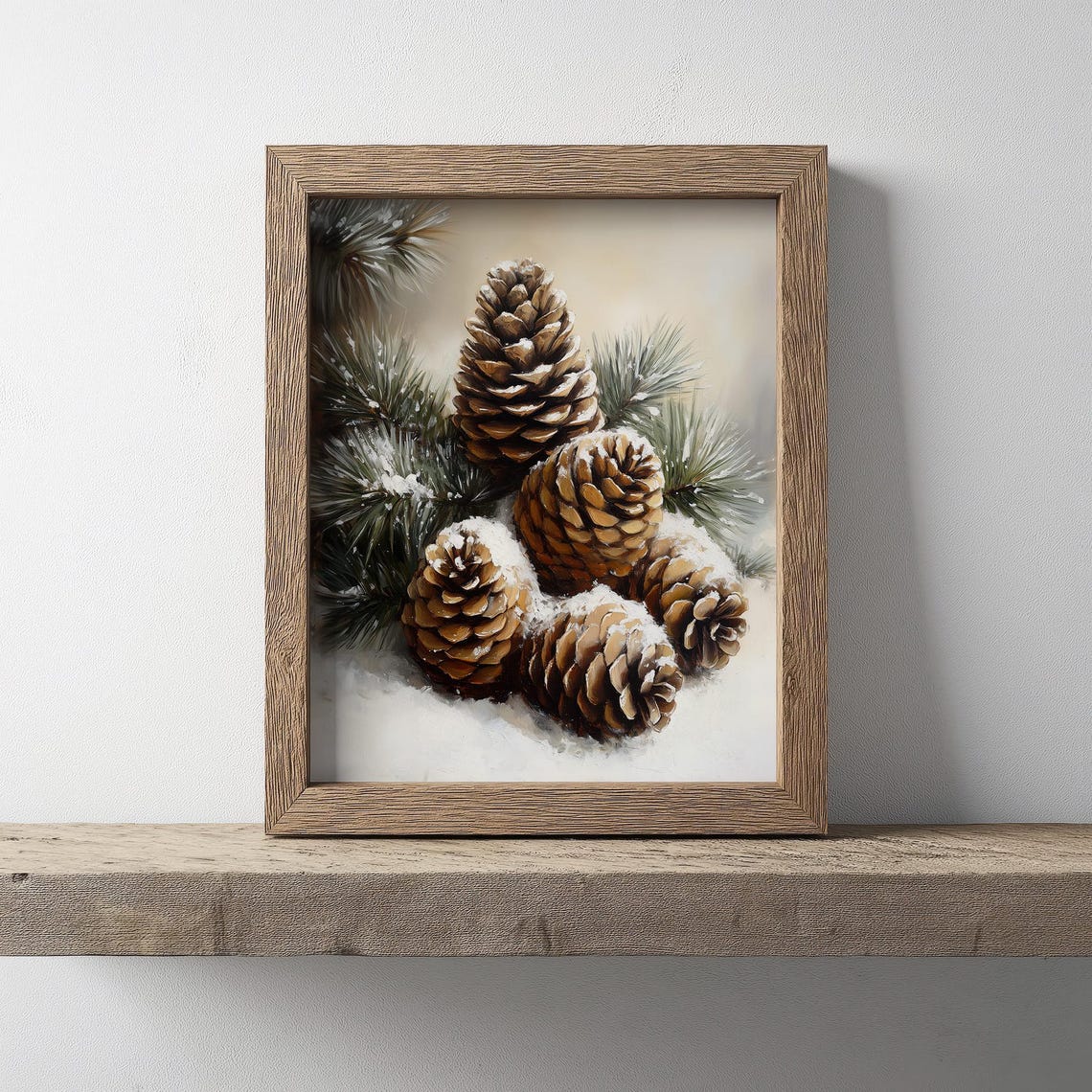 Snow Covered Pine Cones Winter Botanical Painting Gift Poster - Image 5
