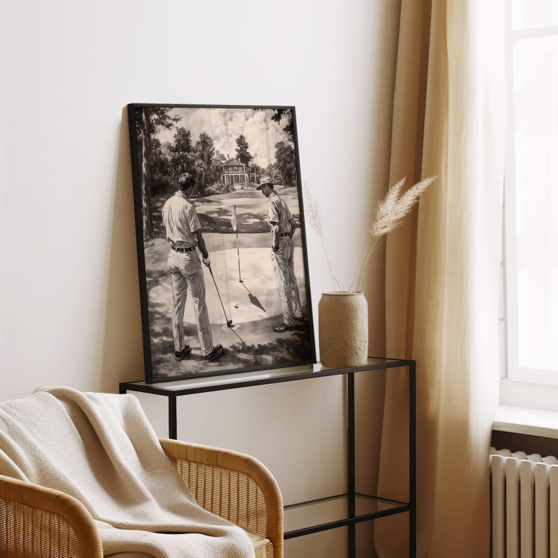 Vintage Black And White Golfers Putting Green Classic Poster - Image 7