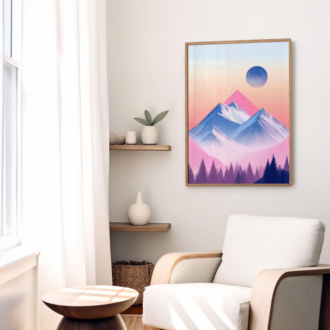 Abstract Mountain Pastel Landscape, Modern Nature Art - Image 5