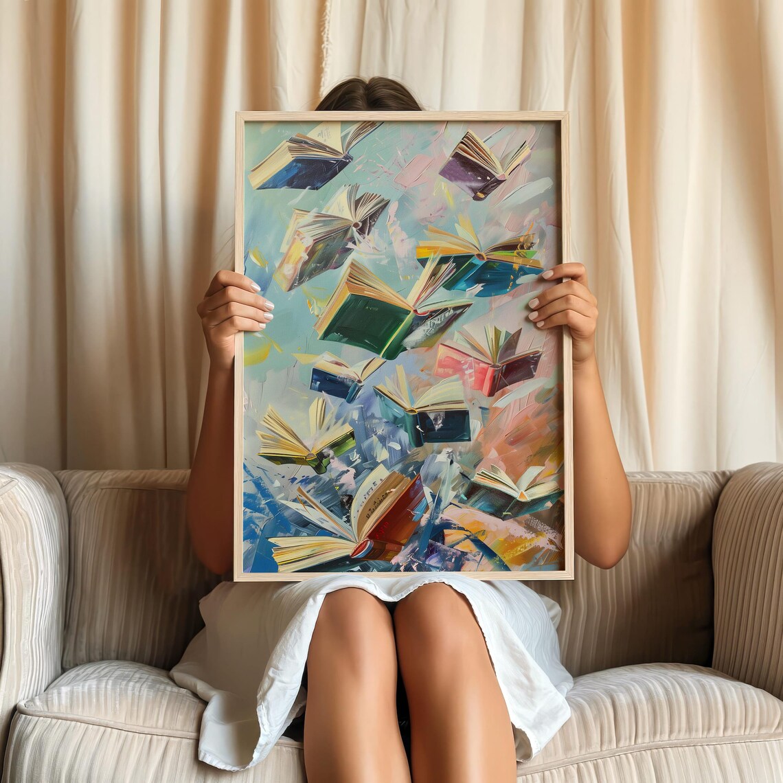 Flying Books Art Print, Vibrant Literary Decor - Image 4