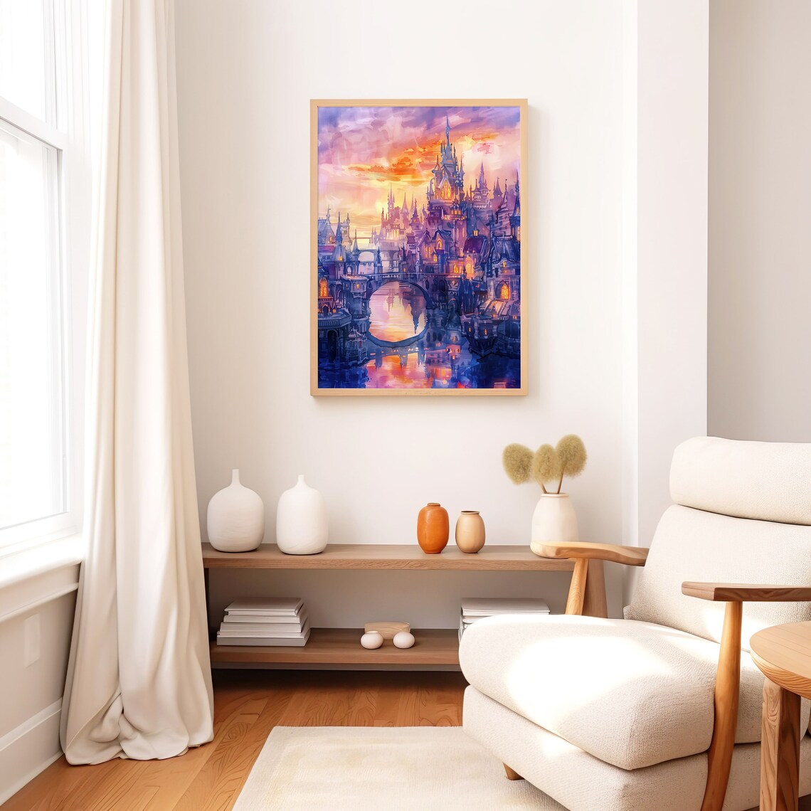 Magical Castle Watercolor Art Print, Fantasy Sunset - Image 7