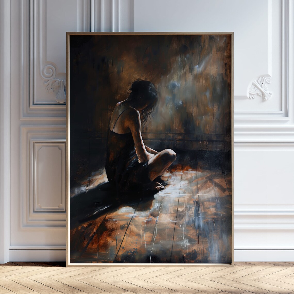 Moody Woman Art Print, Dark Gothic Home Decor
