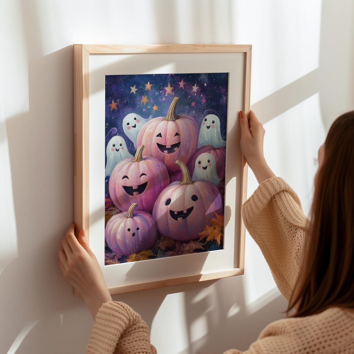 Halloween Ghost Art Print Pumpkin Wall Decor Cute Spooky Art Ghost And Pumpkin Halloween Print - Image 7