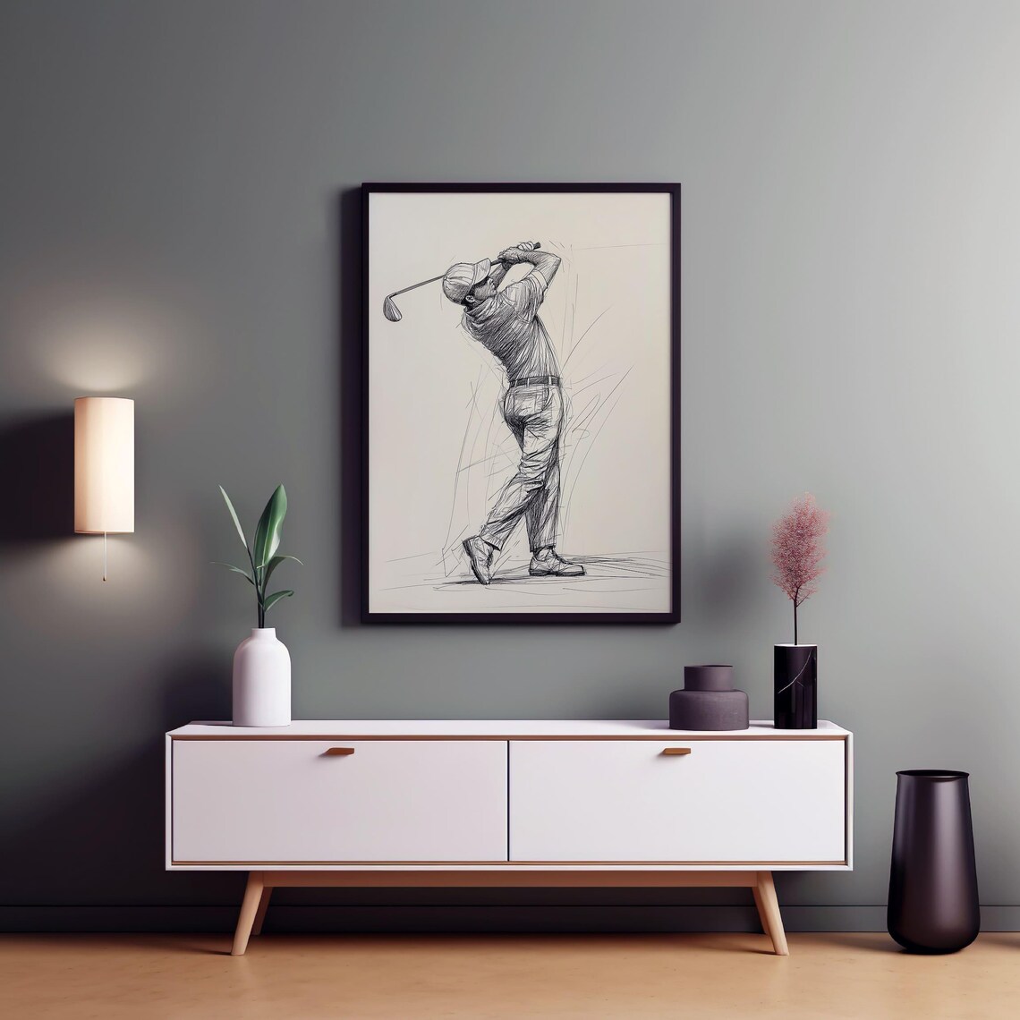 Minimalist Golfer Sketch Art Print Golf Lover Wall Decor Golf Art Modern Golfing Decor - Image 2