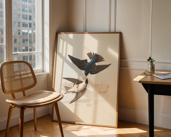 Vintage Swallow Art Retro Bird Elegant Wall Decor Cottage Core Print Birds Of America Poster Nursery