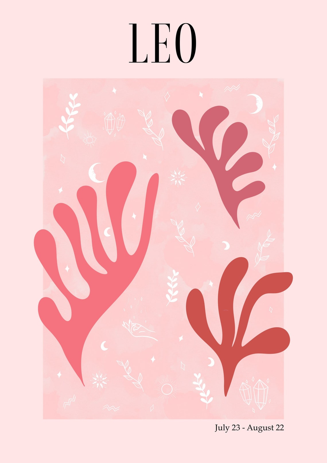 Leo Zodiac Print, Matisse Neutral Astrology Art - Image 2