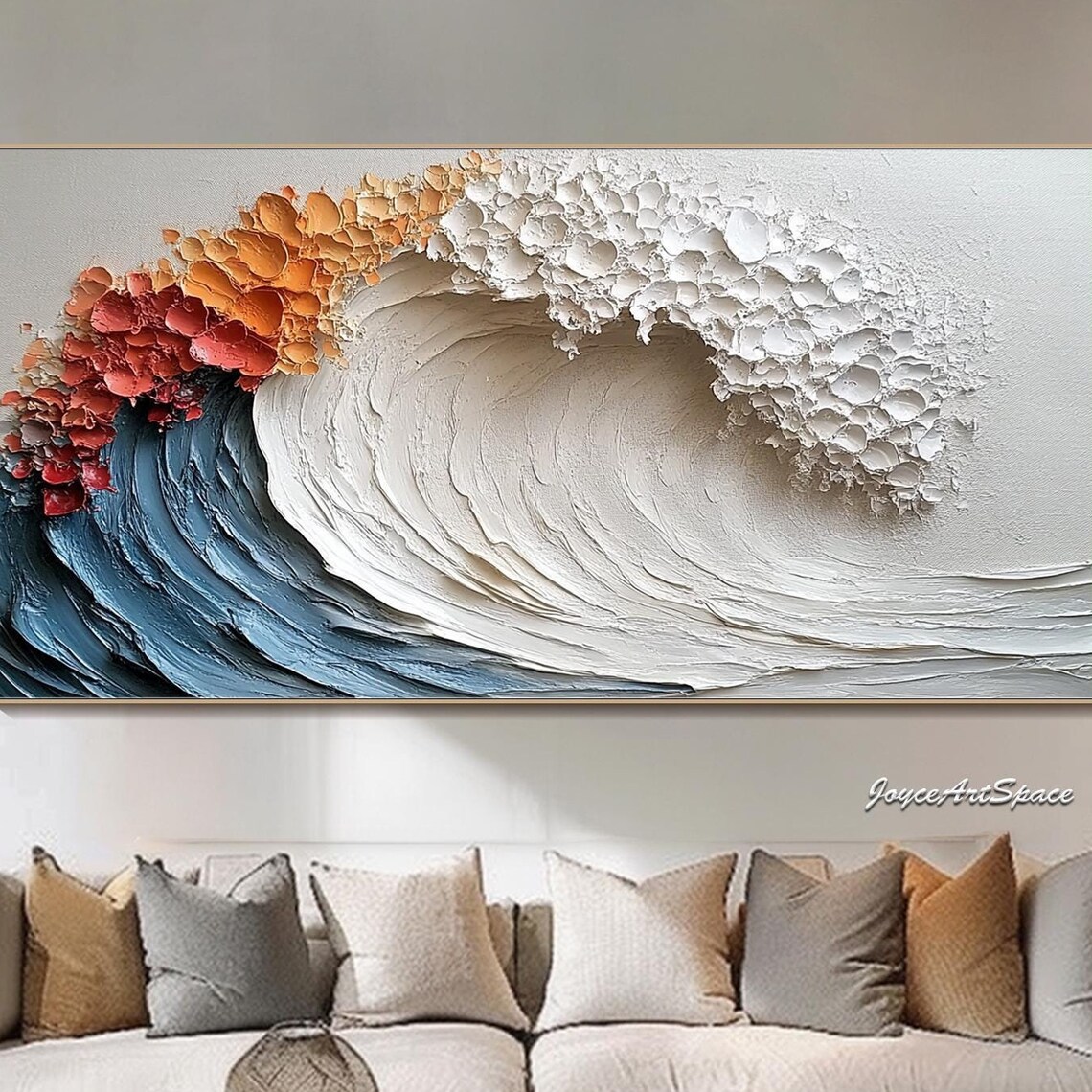 Abstract Ocean Waves Oil Painting, Modern Art Print