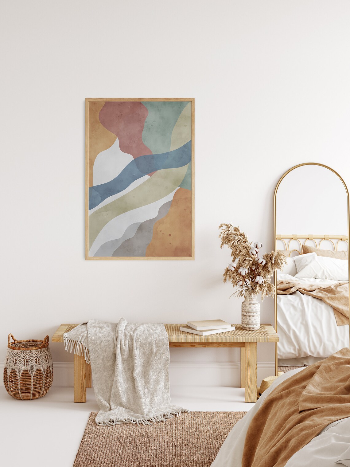Colorful Abstract Shapes Watercolor Minimalist Boho Art Poster - Image 2