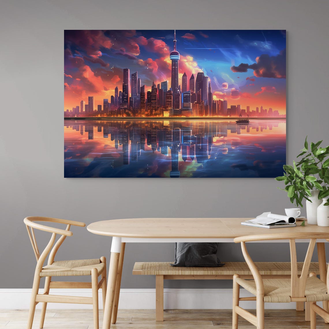 Shanghai Skyline Sunset Oriental Pearl Tower Reflection City Poster - Image 2
