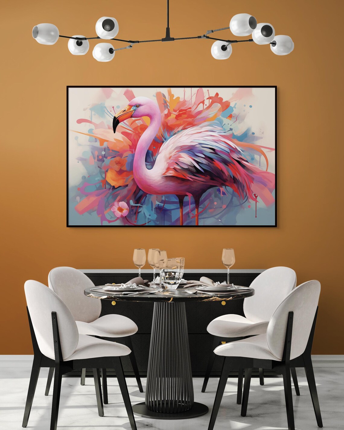 Colorful Abstract Flamingo Tropical Bird Painting Style Poster - Image 2