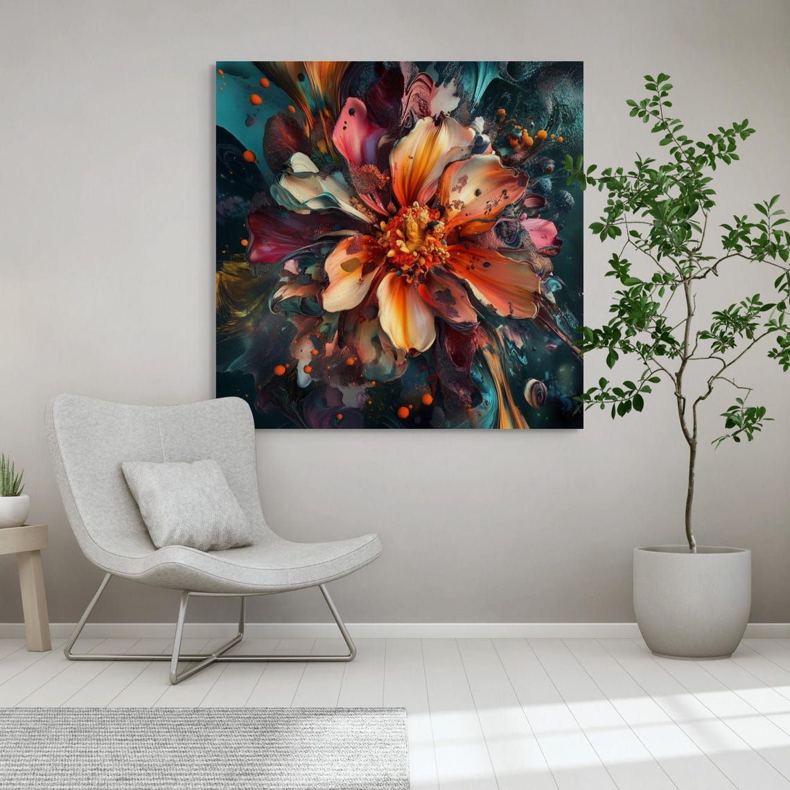 Vibrant Abstract 3D Flower Bloom Poster in Bold Colorful Modern Style