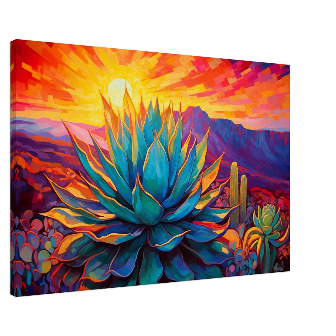 Vibrant Blue Agave Desert Sunset Southwestern Poster for Boho Decor - Image 4