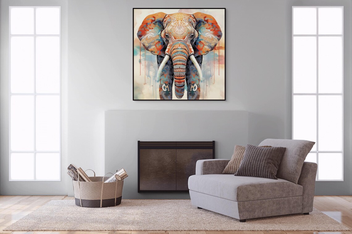 Colorful Boho Elephant Mandala Inspired Safari Animal Poster - Image 5