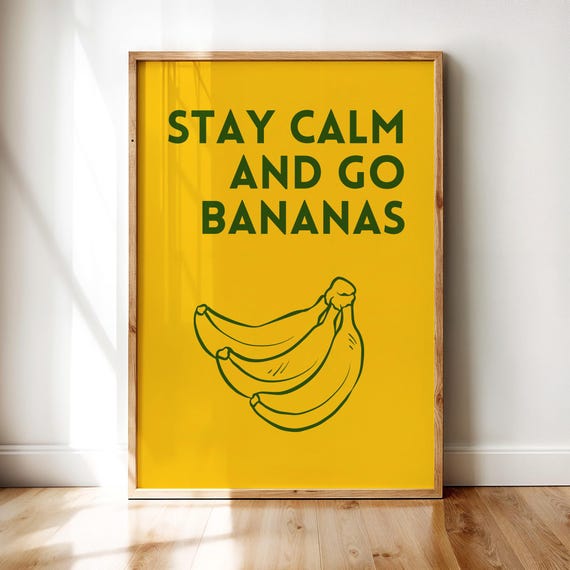 Minimalist Banana Line Art Funny Quote Poster Wall Decor