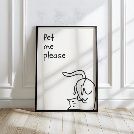 Minimalist Cat Line Art Poster Funny Quote Wall Black Illustration Print For Lovers