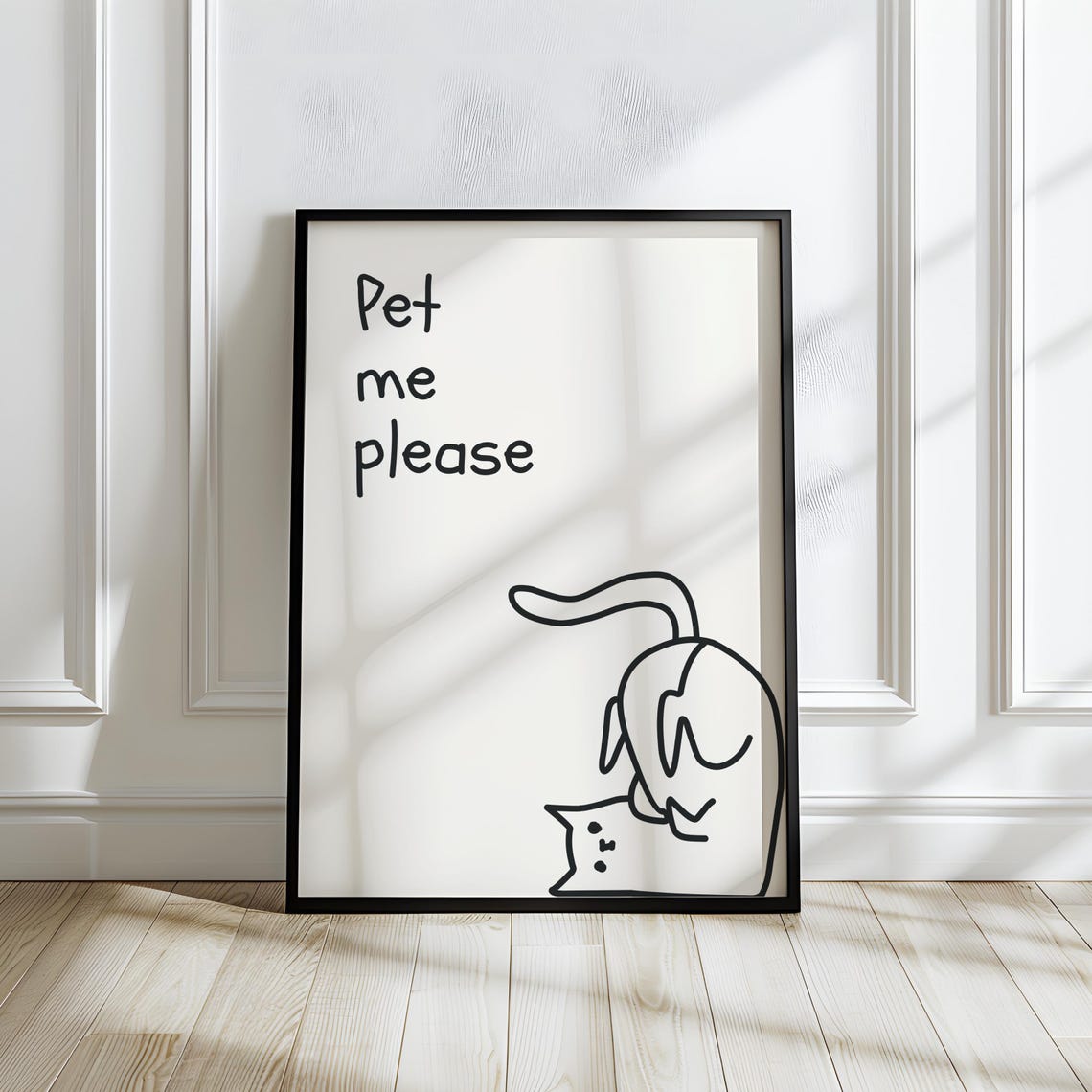 Minimalist Cat Line Art Poster Funny Quote Wall Black Illustration Print For Lovers