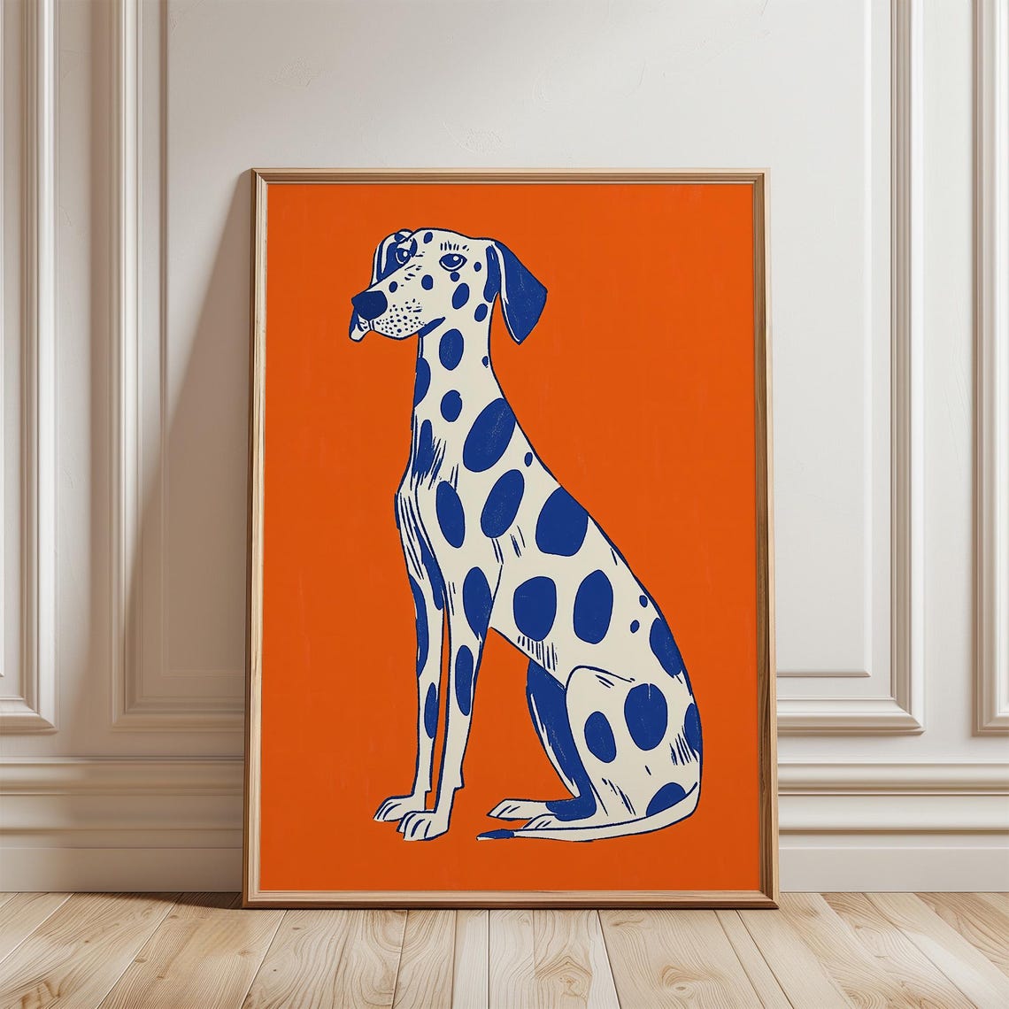 Sitting Dalmatian Dog Pop Art on Bold Orange Background Poster - Image 5