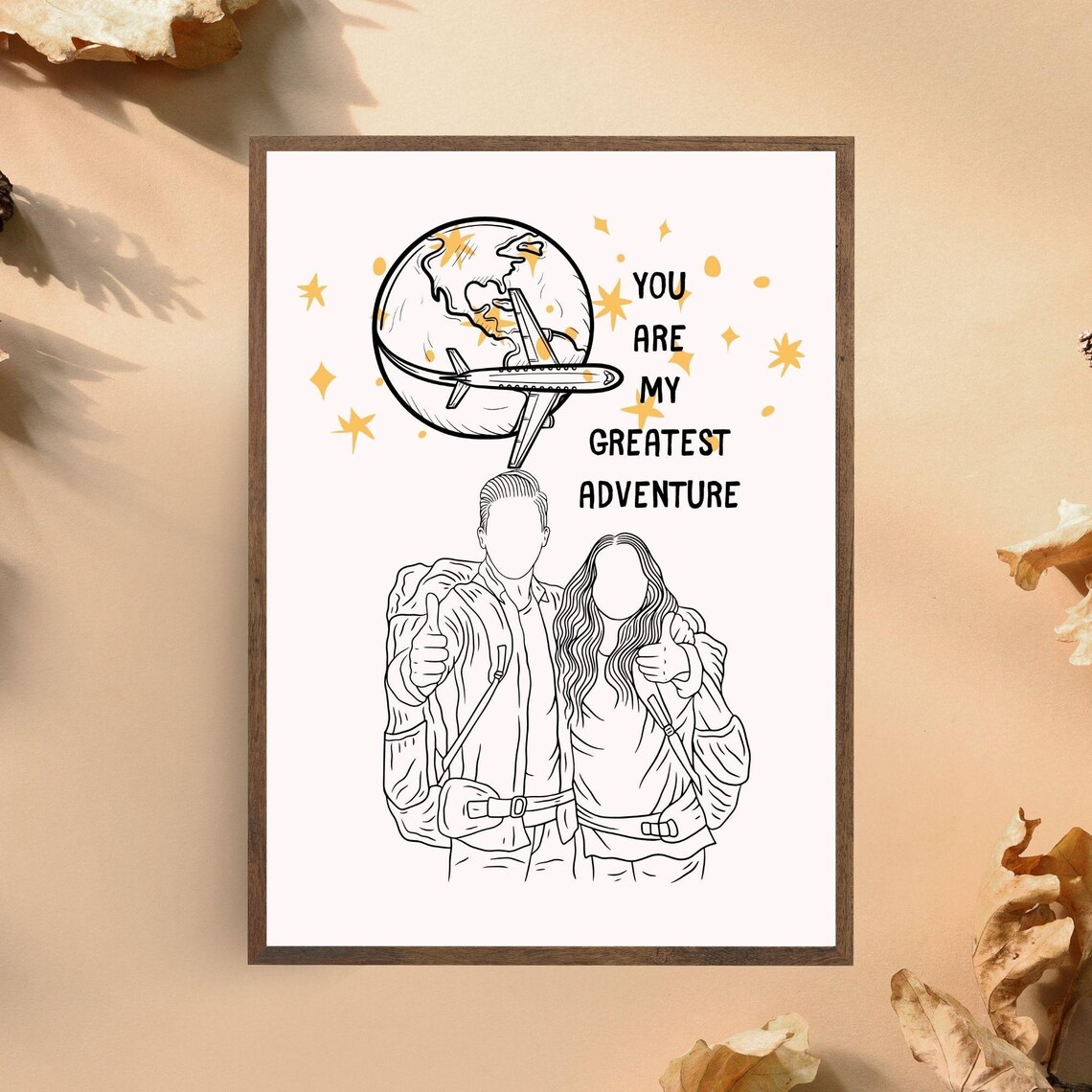 You Are My Greatest Adventure Travel Couple Line Art Wall Poster - Image 5