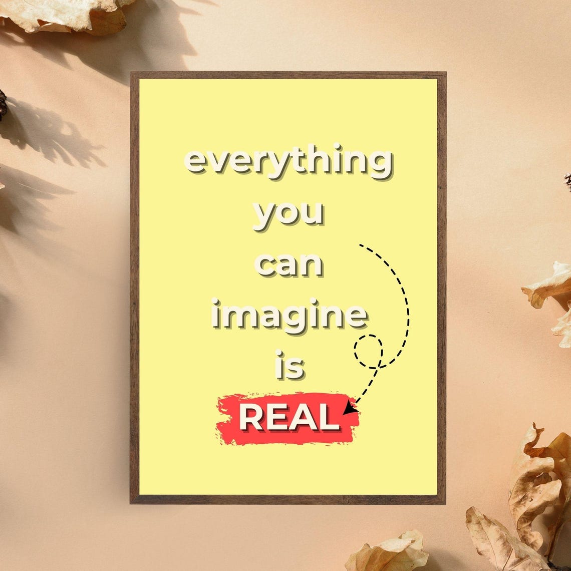 Everything You Can Imagine Is Real Bold Yellow Motivational Poster - Image 5