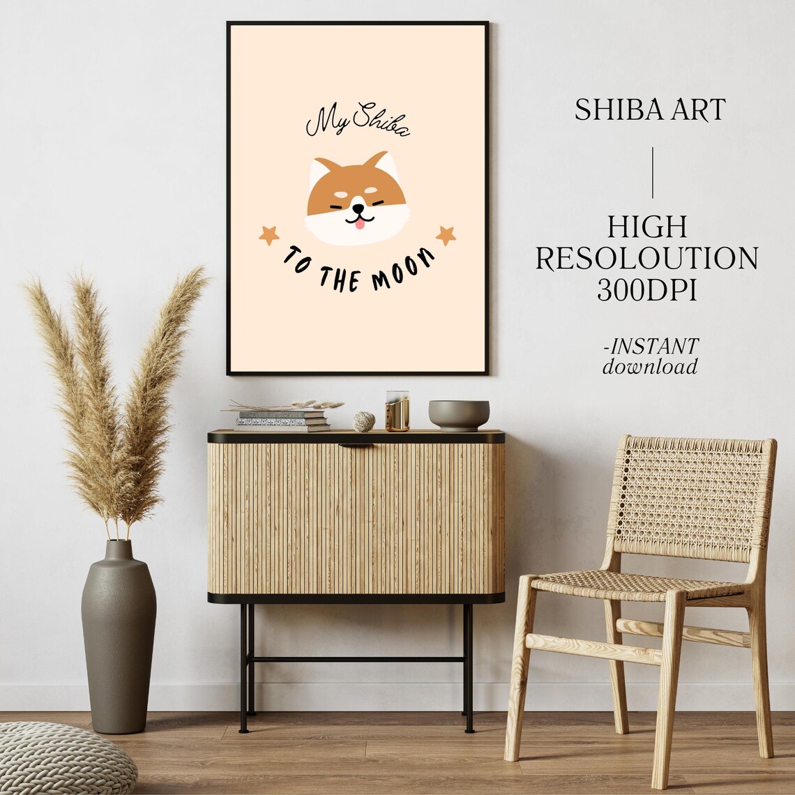 My Shiba To The Moon Cream Crypto Meme Shiba Inu Dog Wall Poster - Image 2
