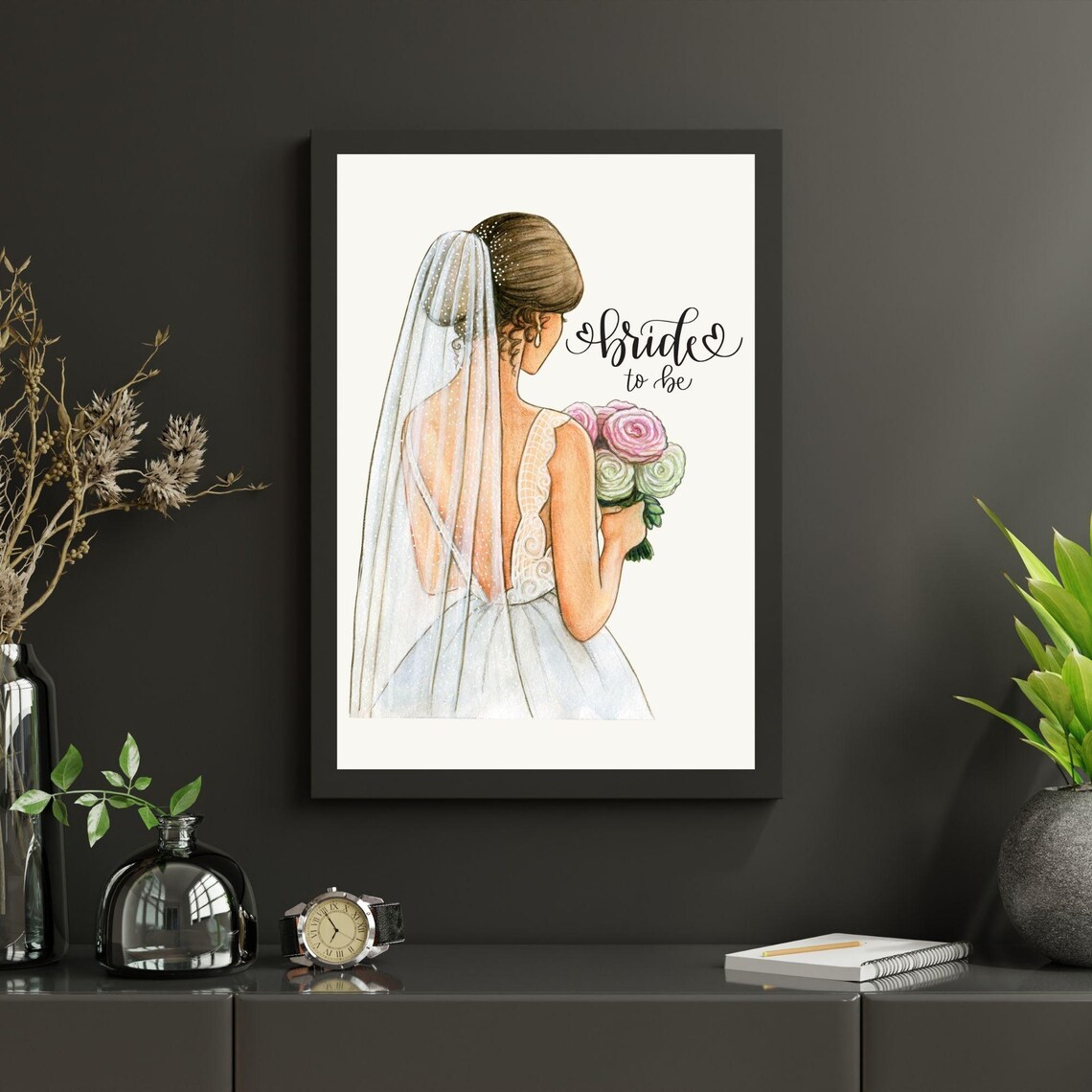 Bride To Be Elegant Illustration Art Print - Image 3