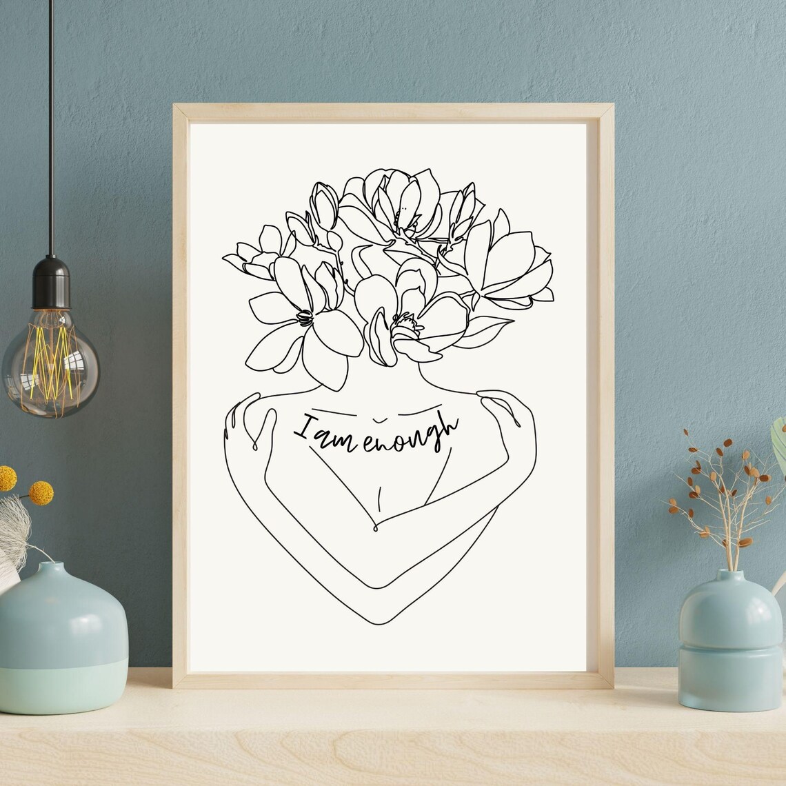 I Am Enough, Self-Hug Illustration Art Print - Image 3