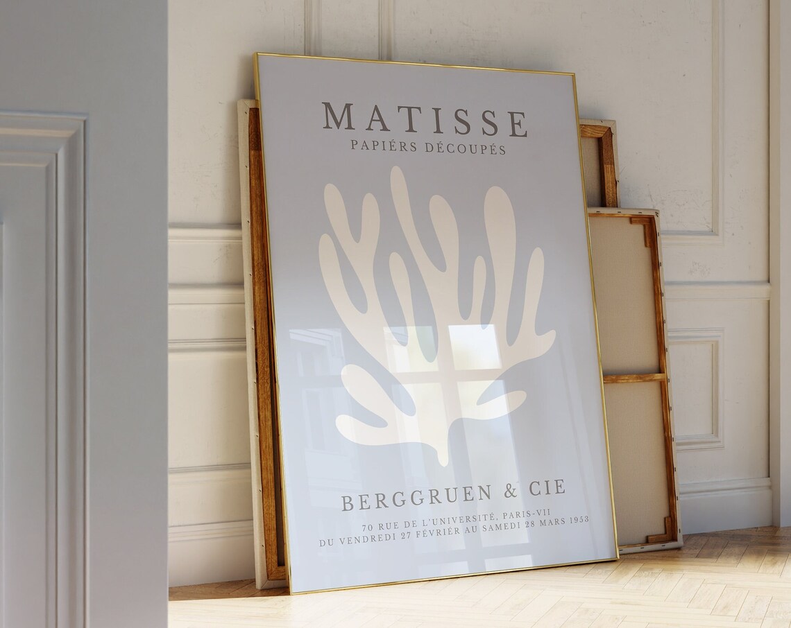 Matisse Papiers Decoupes Cream Coral Form Gray Berggruen 1953 Poster