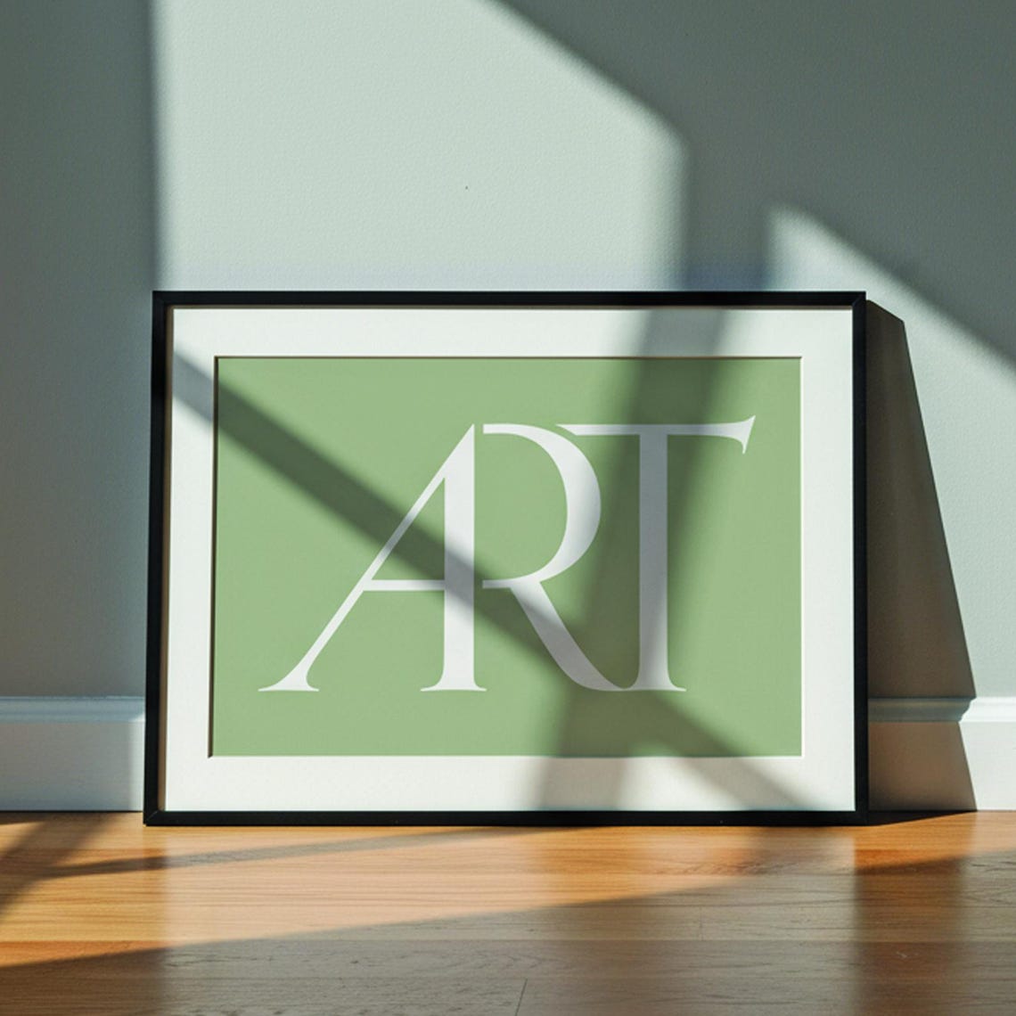 Art Minimalist Sage Green Serif Typography Square Wall Poster