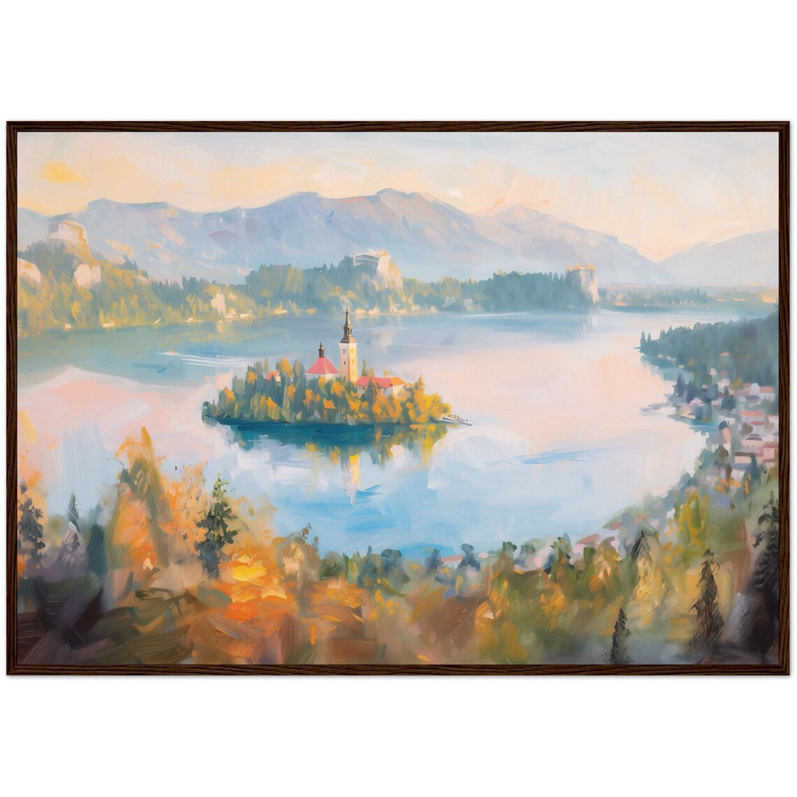 Lake Bled Painting Slovenia Landscape Art Print