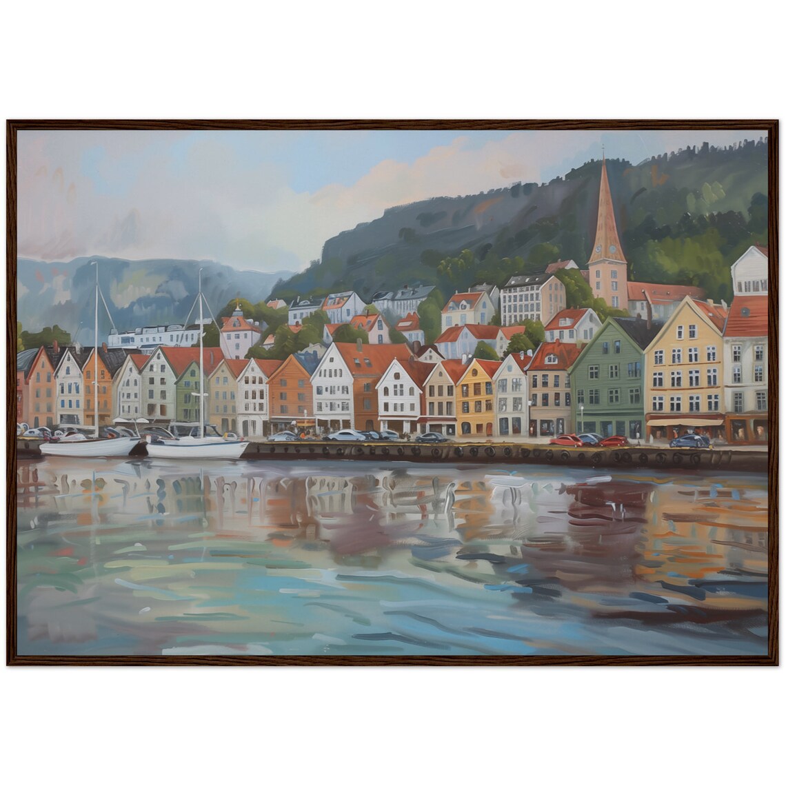 Bergen Norway Cityscape Art Print, Travel Decor