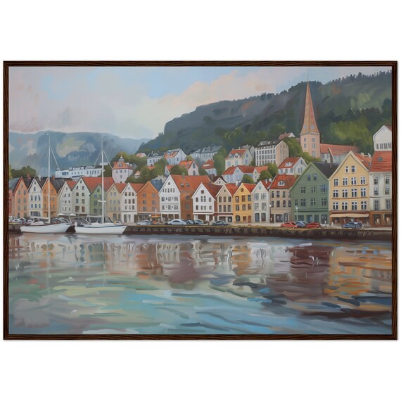 Bergen Norway Cityscape Art Print, Travel Decor