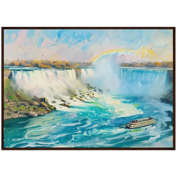 Niagara Falls Rainbow Mist Boat Tour Vibrant Painting Poster