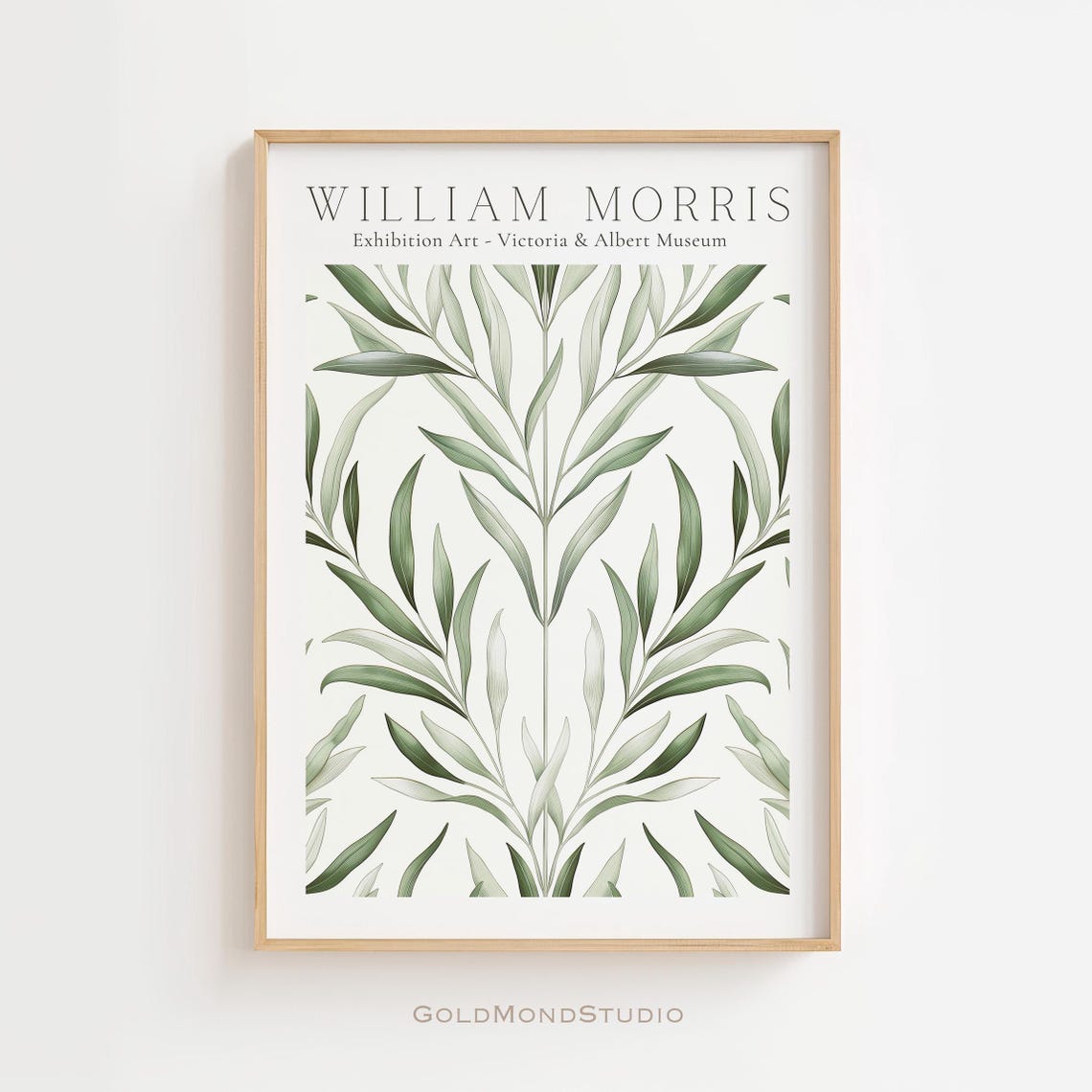 William Morris Green Botanical Leaf V&A Exhibition Art Poster