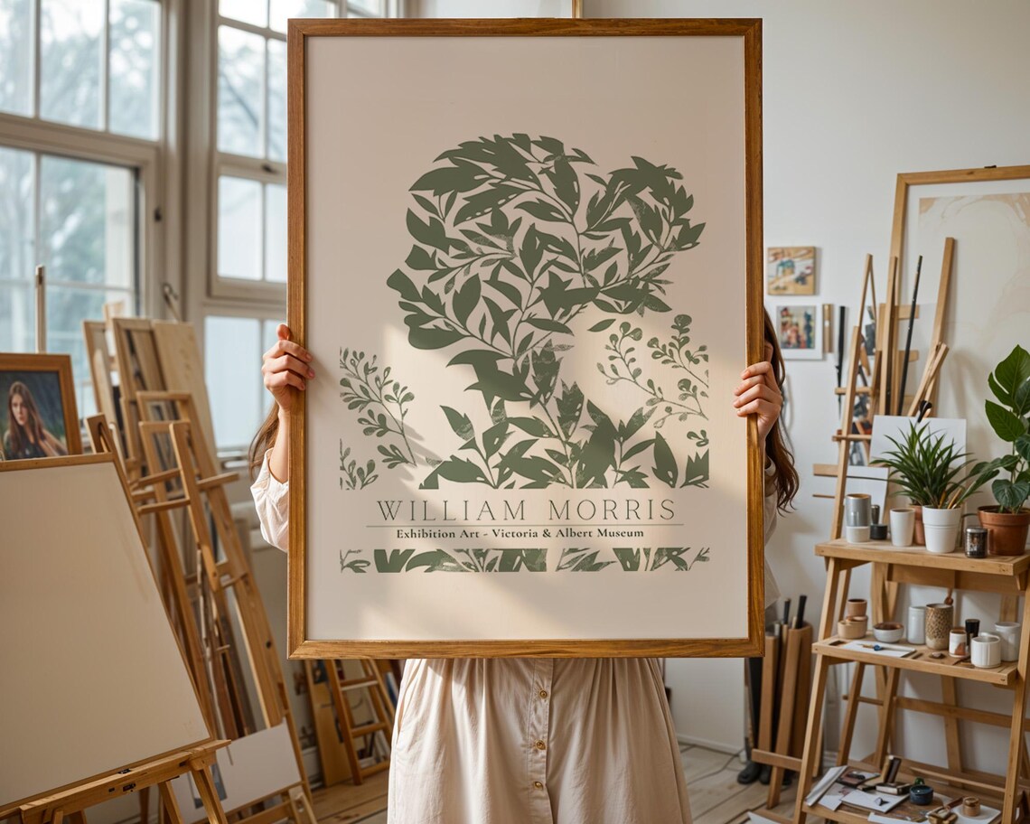 William Morris Green Leaf Sprigs Victoria and Albert Museum Poster - Image 2
