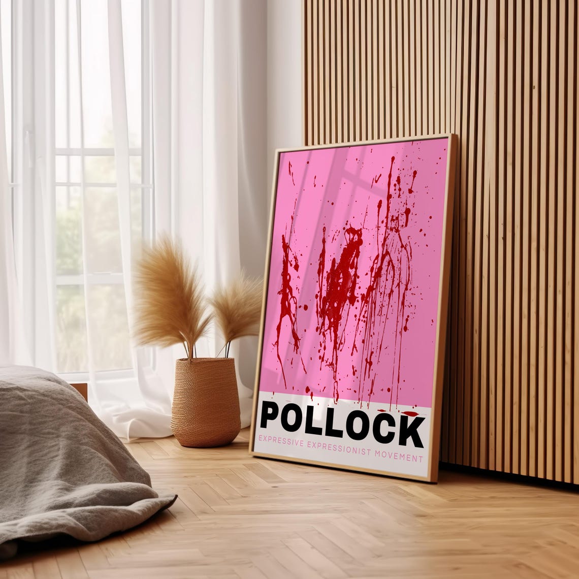 Pollock Pink and Red Splash Abstract Expressionism Art Poster - Image 3