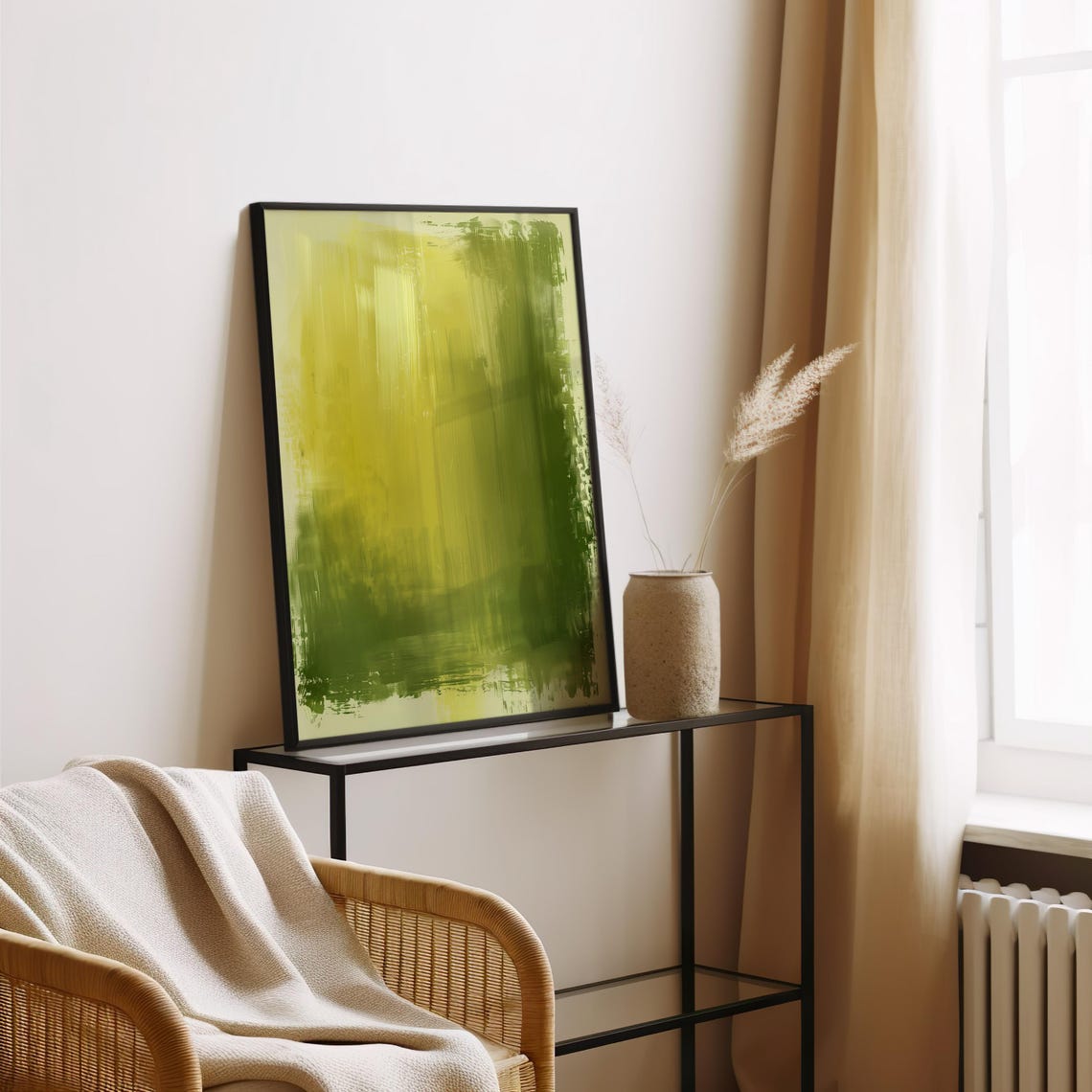 Abstract Green Brushstroke Gradient Modern Decorative Art Poster - Image 2