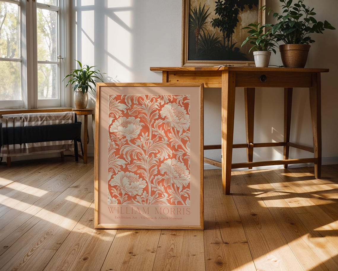 William Morris Coral Chrysanthemum Victoria and Albert Museum Poster - Image 3
