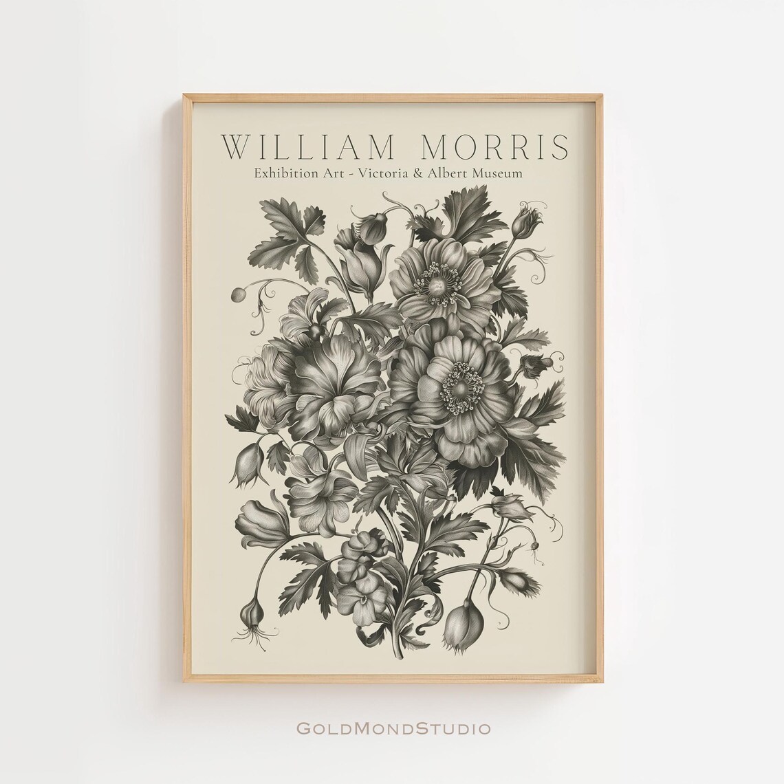 William Morris Black White Botanical Victoria and Albert Museum Poster
