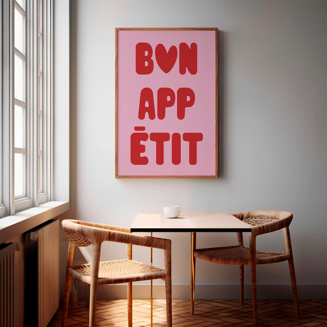 Bon Appetit Red Bubble Letters Pink French Kitchen Saying Poster - Image 3
